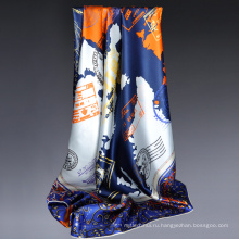2017 модные тенденции, роскошные хорошее качество цифровой печати Эйфелева башня шаблон 100% шелк квадратный шарф шаль большой шелковые шарфы